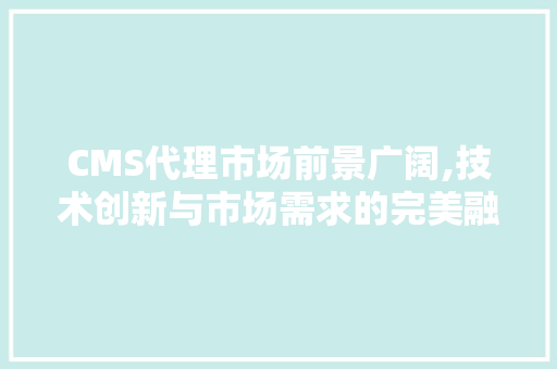 CMS代理市场前景广阔,技术创新与市场需求的完美融合 GoogleSEO
