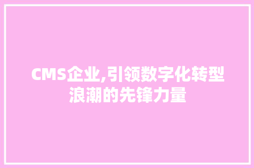 CMS企业,引领数字化转型浪潮的先锋力量 GoogleSEO