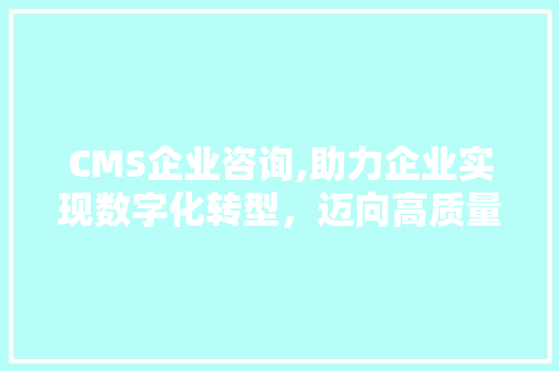 CMS企业咨询,助力企业实现数字化转型，迈向高质量发展 神马SEO