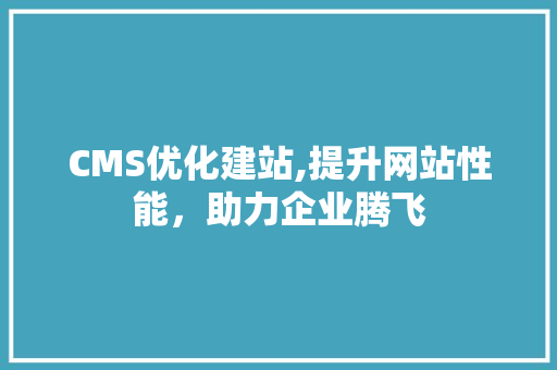 CMS优化建站,提升网站性能，助力企业腾飞 百度SEO