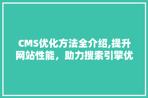CMS优化方法全介绍,提升网站性能，助力搜索引擎优化 必应SEO