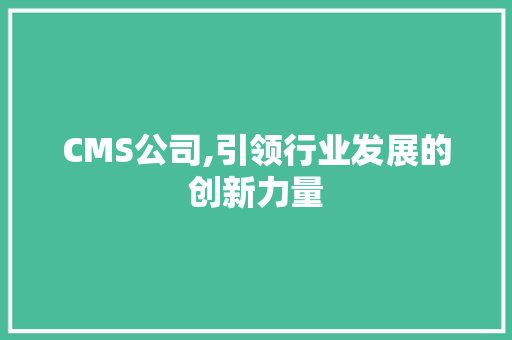 CMS公司,引领行业发展的创新力量