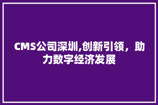 CMS公司深圳,创新引领，助力数字经济发展 必应SEO