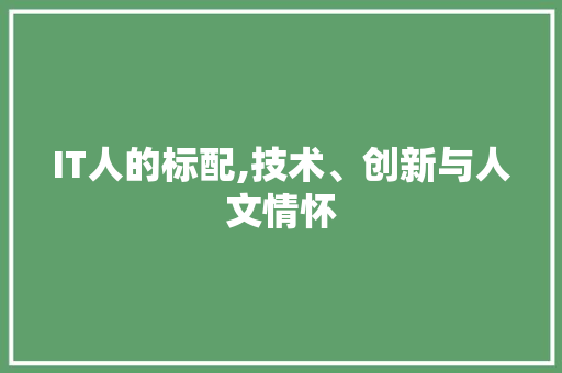 IT人的标配,技术、创新与人文情怀