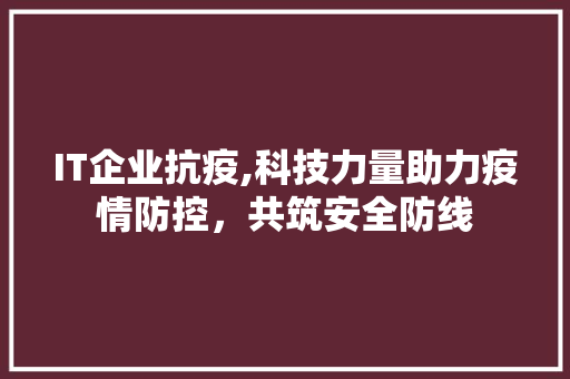 IT企业抗疫,科技力量助力疫情防控，共筑安全防线