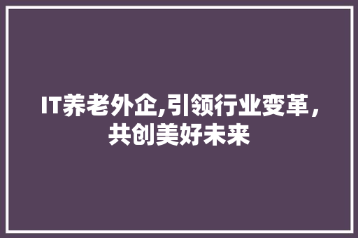 IT养老外企,引领行业变革，共创美好未来