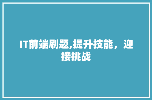 IT前端刷题,提升技能，迎接挑战 GoogleSEO