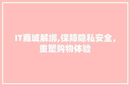 IT商城解绑,保障隐私安全，重塑购物体验