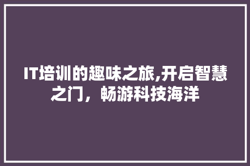 IT培训的趣味之旅,开启智慧之门，畅游科技海洋