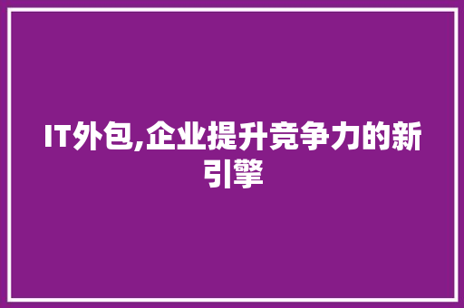 IT外包,企业提升竞争力的新引擎 搜狗SEO