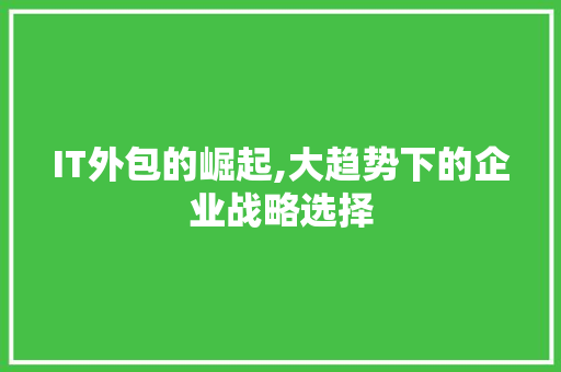 IT外包的崛起,大趋势下的企业战略选择