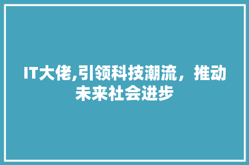 IT大佬,引领科技潮流，推动未来社会进步