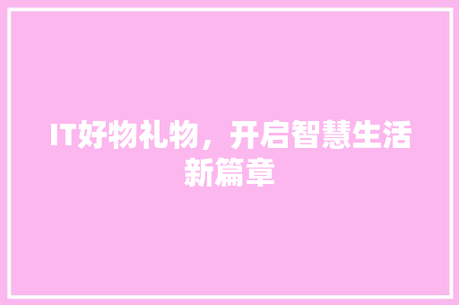 IT好物礼物，开启智慧生活新篇章