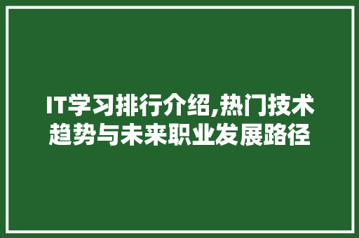 IT学习排行介绍,热门技术趋势与未来职业发展路径 必应SEO