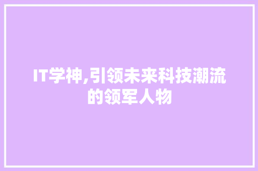 IT学神,引领未来科技潮流的领军人物