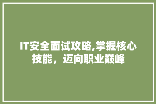 IT安全面试攻略,掌握核心技能，迈向职业巅峰