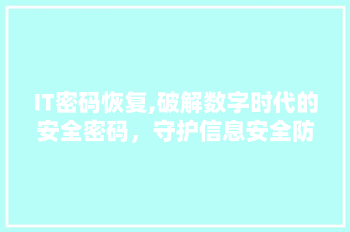 IT密码恢复,破解数字时代的安全密码，守护信息安全防线