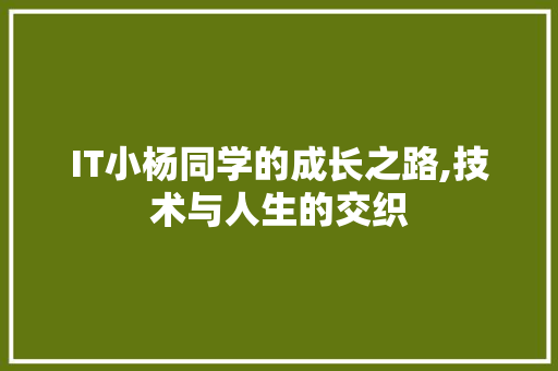 IT小杨同学的成长之路,技术与人生的交织
