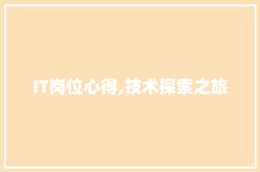 IT岗位心得,技术探索之旅 GoogleSEO