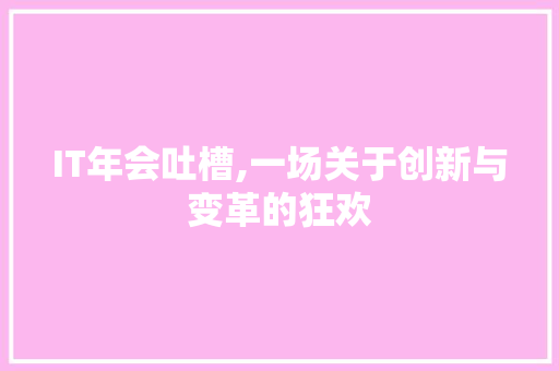 IT年会吐槽,一场关于创新与变革的狂欢