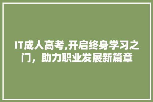 IT成人高考,开启终身学习之门，助力职业发展新篇章