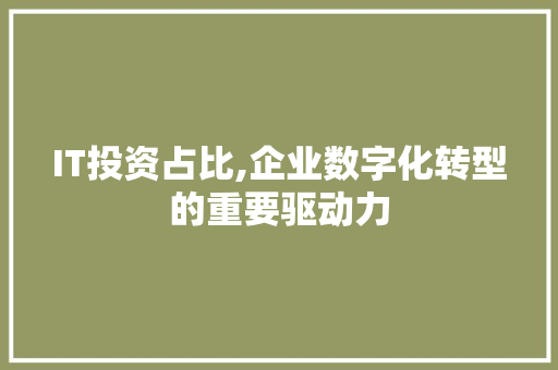 IT投资占比,企业数字化转型的重要驱动力