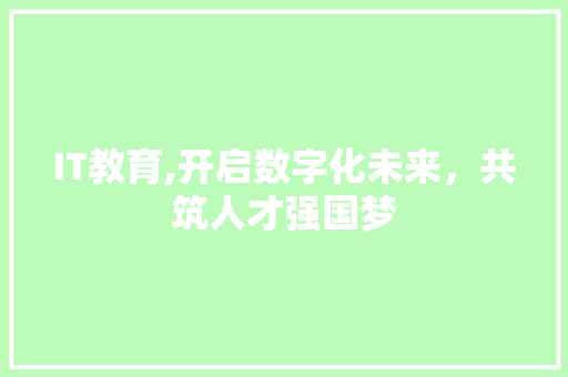 IT教育,开启数字化未来，共筑人才强国梦