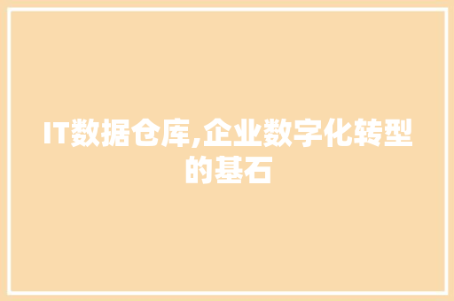 IT数据仓库,企业数字化转型的基石