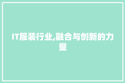 IT服装行业,融合与创新的力量