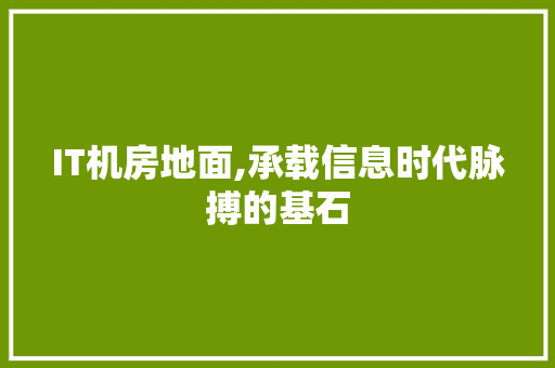 IT机房地面,承载信息时代脉搏的基石