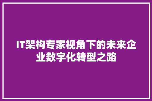 IT架构专家视角下的未来企业数字化转型之路 GoogleSEO