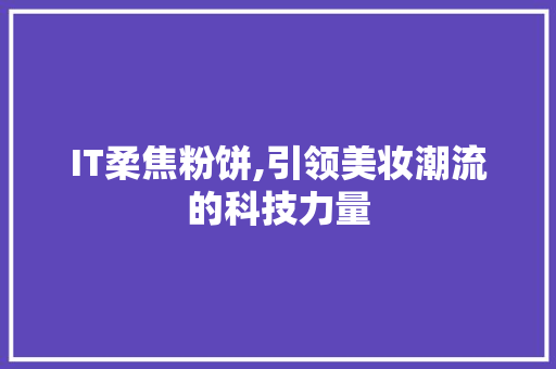 IT柔焦粉饼,引领美妆潮流的科技力量
