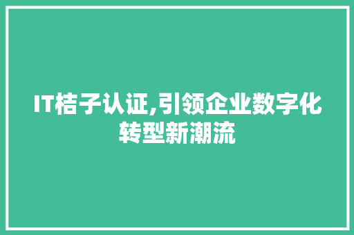 IT桔子认证,引领企业数字化转型新潮流