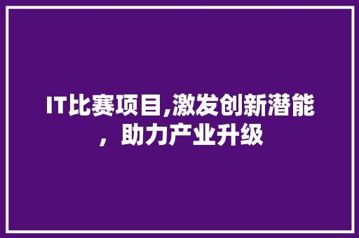 IT比赛项目,激发创新潜能，助力产业升级