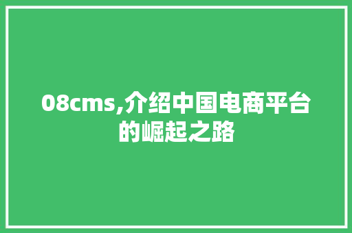 08cms,介绍中国电商平台的崛起之路 必应SEO