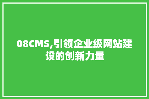 08CMS,引领企业级网站建设的创新力量 搜狗SEO