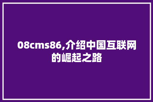 08cms86,介绍中国互联网的崛起之路 必应SEO