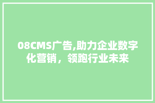 08CMS广告,助力企业数字化营销，领跑行业未来 搜狗SEO