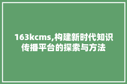 163kcms,构建新时代知识传播平台的探索与方法 百度SEO
