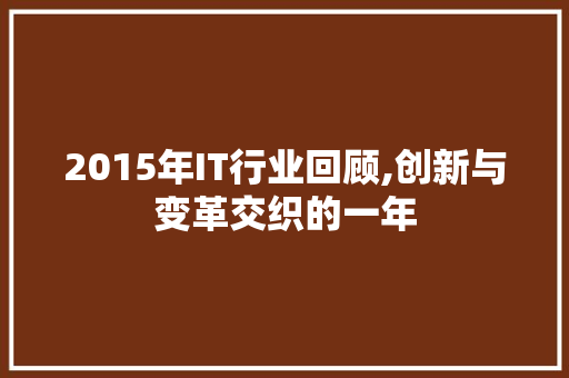 2015年IT行业回顾,创新与变革交织的一年 神马SEO