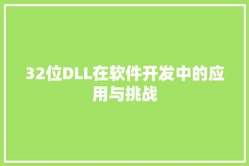 32位DLL在软件开发中的应用与挑战 GoogleSEO