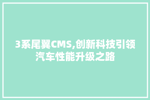3系尾翼CMS,创新科技引领汽车性能升级之路 百度SEO