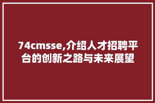 74cmsse,介绍人才招聘平台的创新之路与未来展望 GoogleSEO