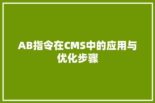 AB指令在CMS中的应用与优化步骤 百度SEO
