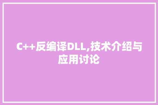C++反编译DLL,技术介绍与应用讨论 神马SEO