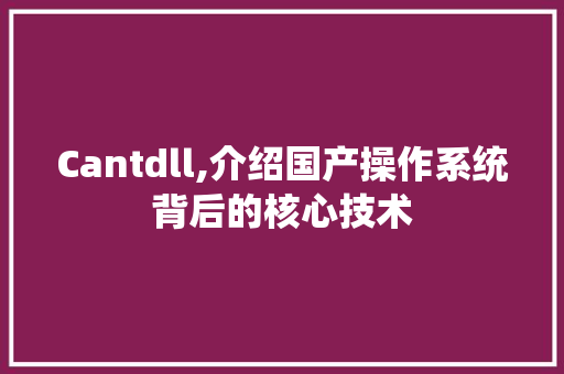 Cantdll,介绍国产操作系统背后的核心技术 必应SEO