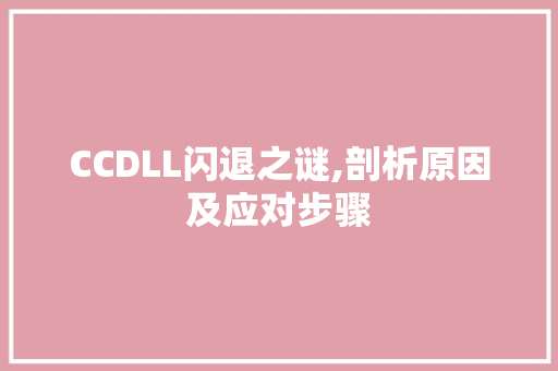 CCDLL闪退之谜,剖析原因及应对步骤 百度SEO