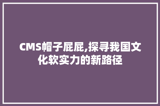 CMS帽子屁屁,探寻我国文化软实力的新路径 神马SEO