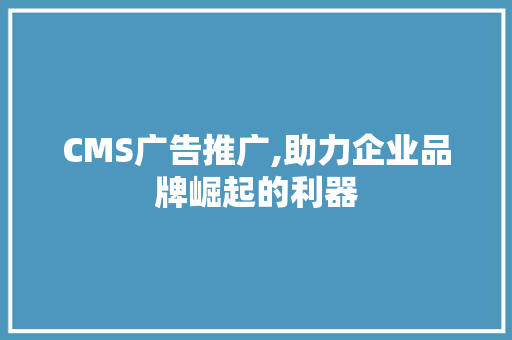 CMS广告推广,助力企业品牌崛起的利器 搜狗SEO