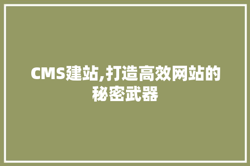CMS建站,打造高效网站的秘密武器 搜狗SEO